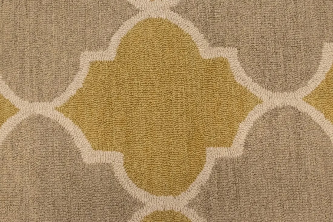 Beige & Gold Trellis 5X8 Hand-Tufted Modern Rug - 8