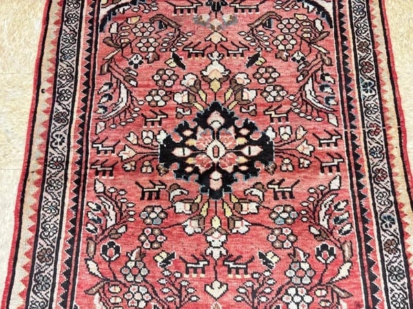Persian Lilihan Hand-Knotted Wool Rug, Red Tribal, 3'6" x 4'10" - 4