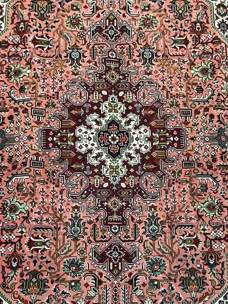 Hand Knotted Persian Tabriz Rose Oriental Area Rug 6'8" x 9'11" - 10