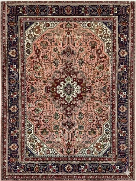 Hand Knotted Persian Tabriz Rose Oriental Area Rug 6'8" x 9'11" - 5