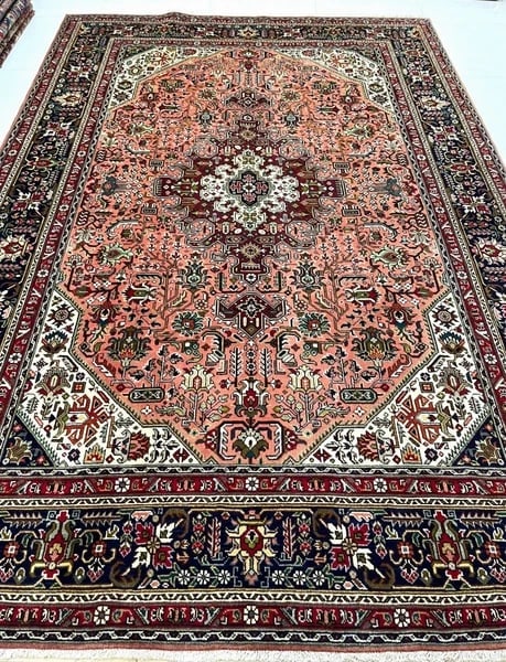 Hand Knotted Persian Tabriz Rose Oriental Area Rug 6'8" x 9'11" - 6