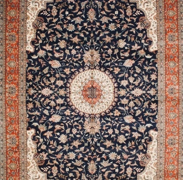 Hand Knotted Indo-Sarouk Navy Wool Oriental Area Rug Carpet 12' x 17'3" - 3