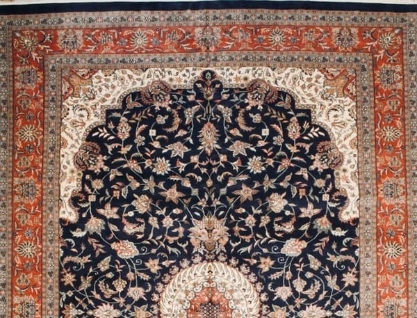 Hand Knotted Indo-Sarouk Navy Wool Oriental Area Rug Carpet 12' x 17'3" - 4