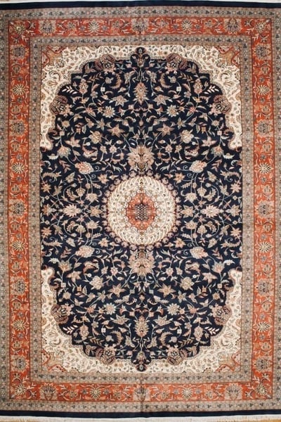 Hand Knotted Indo-Sarouk Navy Wool Oriental Area Rug Carpet 12' x 17'3" - 6