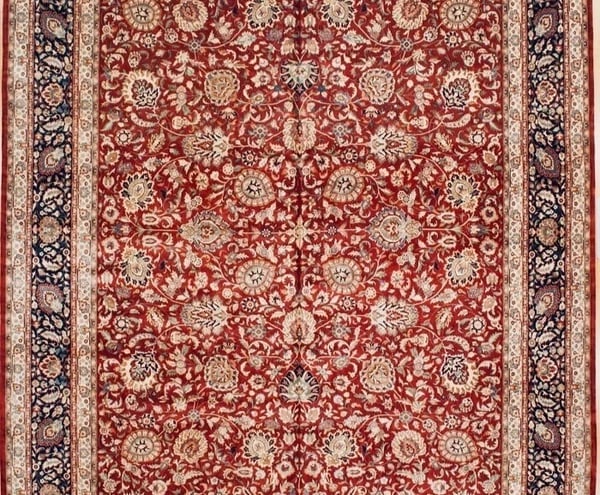 Hand Knotted Indo-Tabriz Red Wool Oriental Area Rug Carpet 11'7" x 18'2" - 3