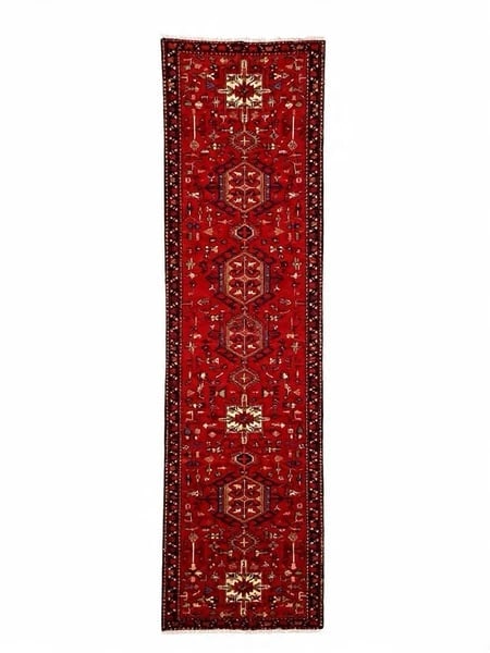 Persian Karajeh Hand-Knotted Runner Red Tribal Wool Rug 3' x 16'1" - 12