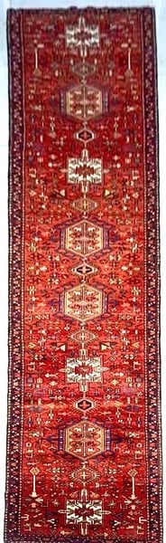 Persian Karajeh Hand-Knotted Runner Red Tribal Wool Rug 3' x 16'1" - 5