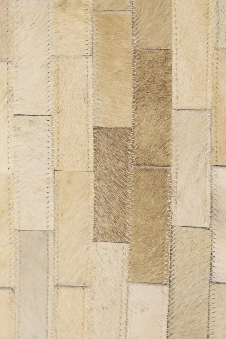 Beige Cream Cowhide 5X8 Modern Leather Rug - 16