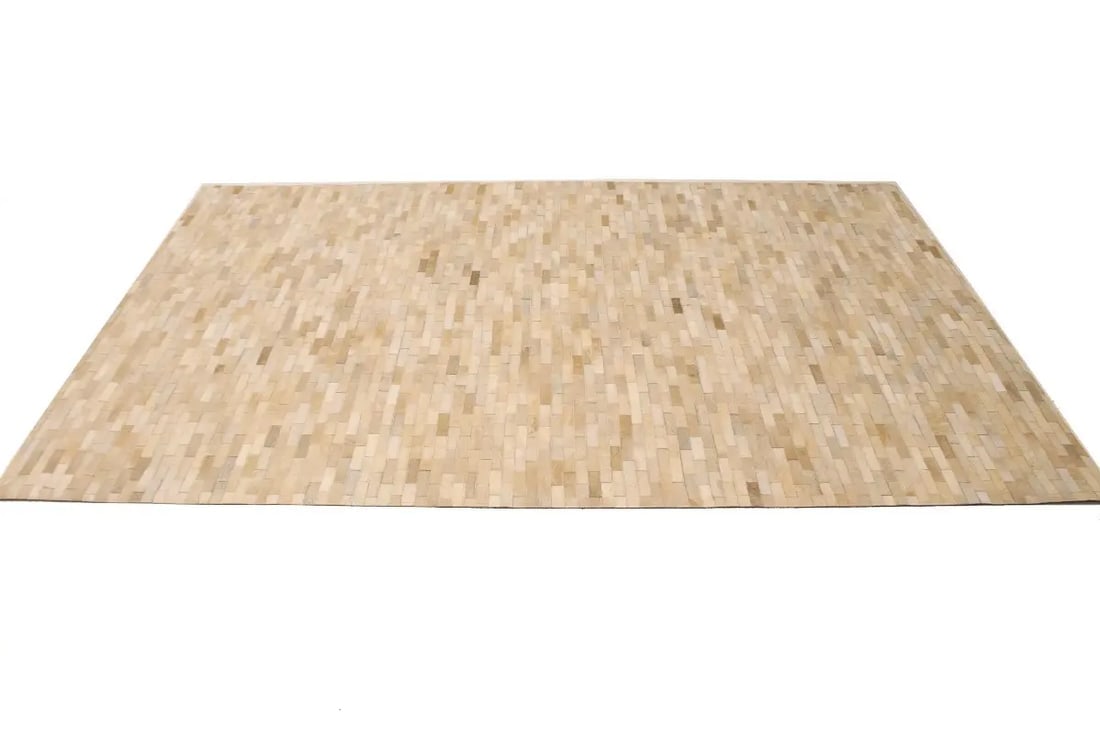 Beige Cream Cowhide 5X8 Modern Leather Rug - 5