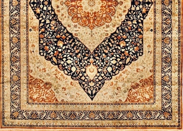 Hand-Knotted Indo-Persian Wool Black Oriental Rug Medallion Carpet 10'3" x 14'1" - 2