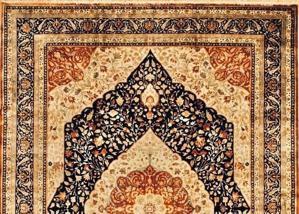 Hand-Knotted Indo-Persian Wool Black Oriental Rug Medallion Carpet 10'3" x 14'1" - 4