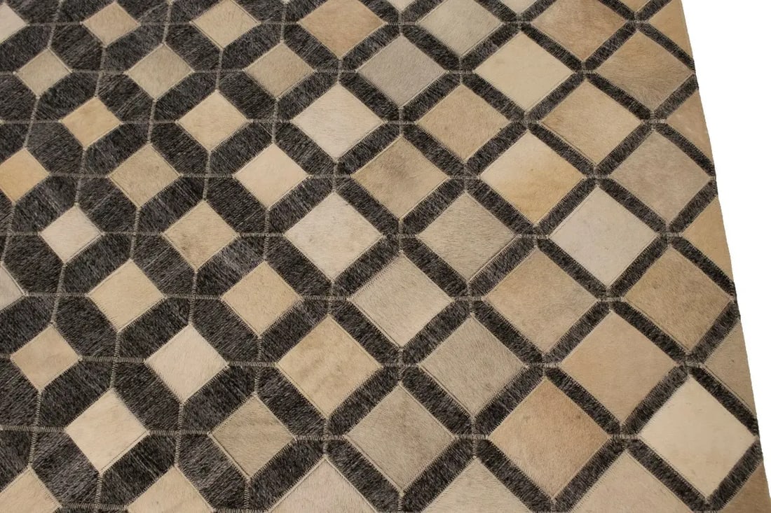 Gray Cowhide 5X8 Modern Leather Rug - 10