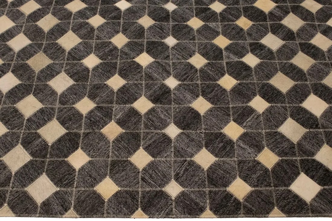 Gray Cowhide 5X8 Modern Leather Rug - 11