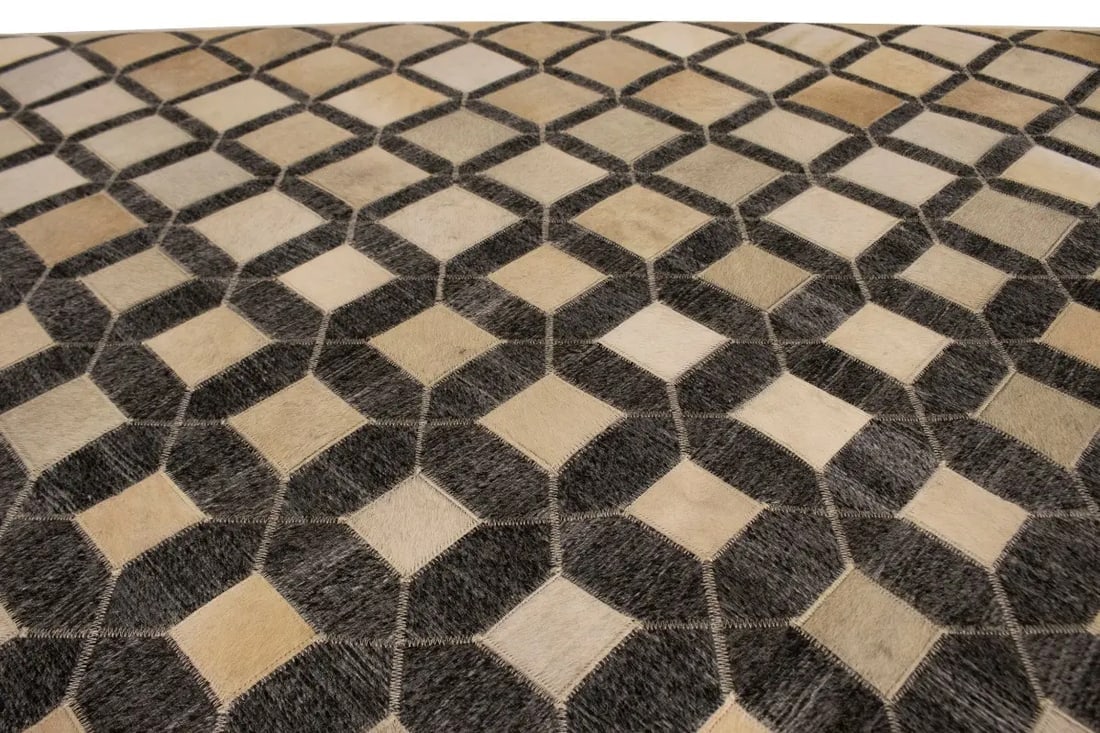 Gray Cowhide 5X8 Modern Leather Rug - 12
