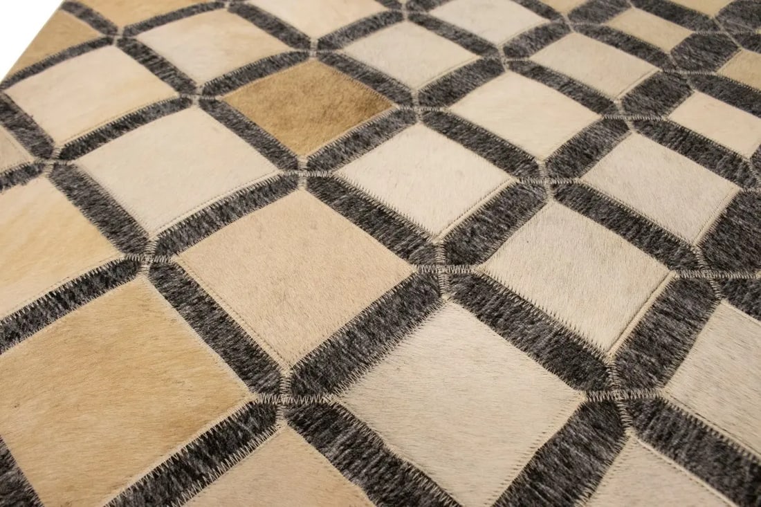 Gray Cowhide 5X8 Modern Leather Rug - 15
