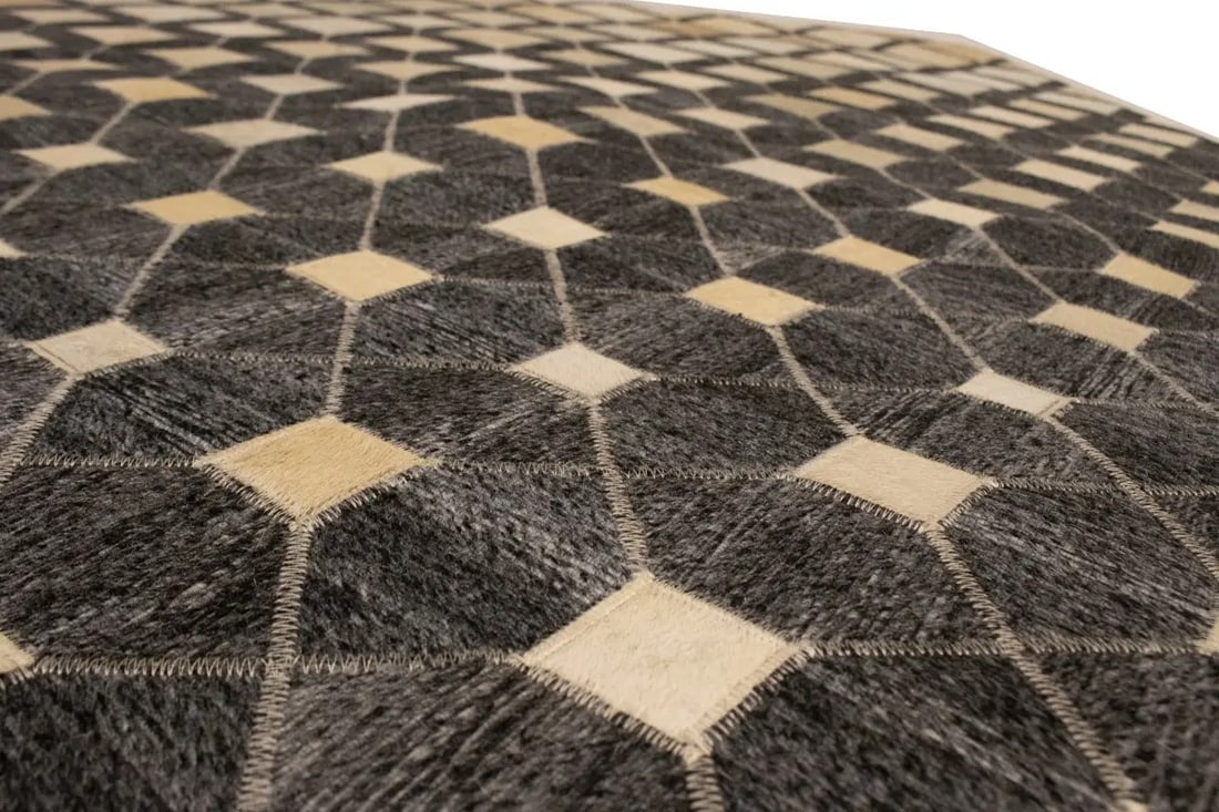 Gray Cowhide 5X8 Modern Leather Rug - 16