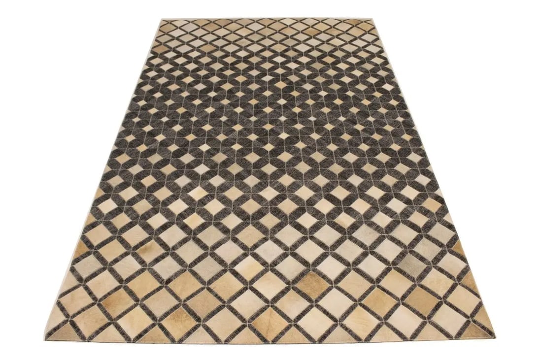 Gray Cowhide 5X8 Modern Leather Rug - 3