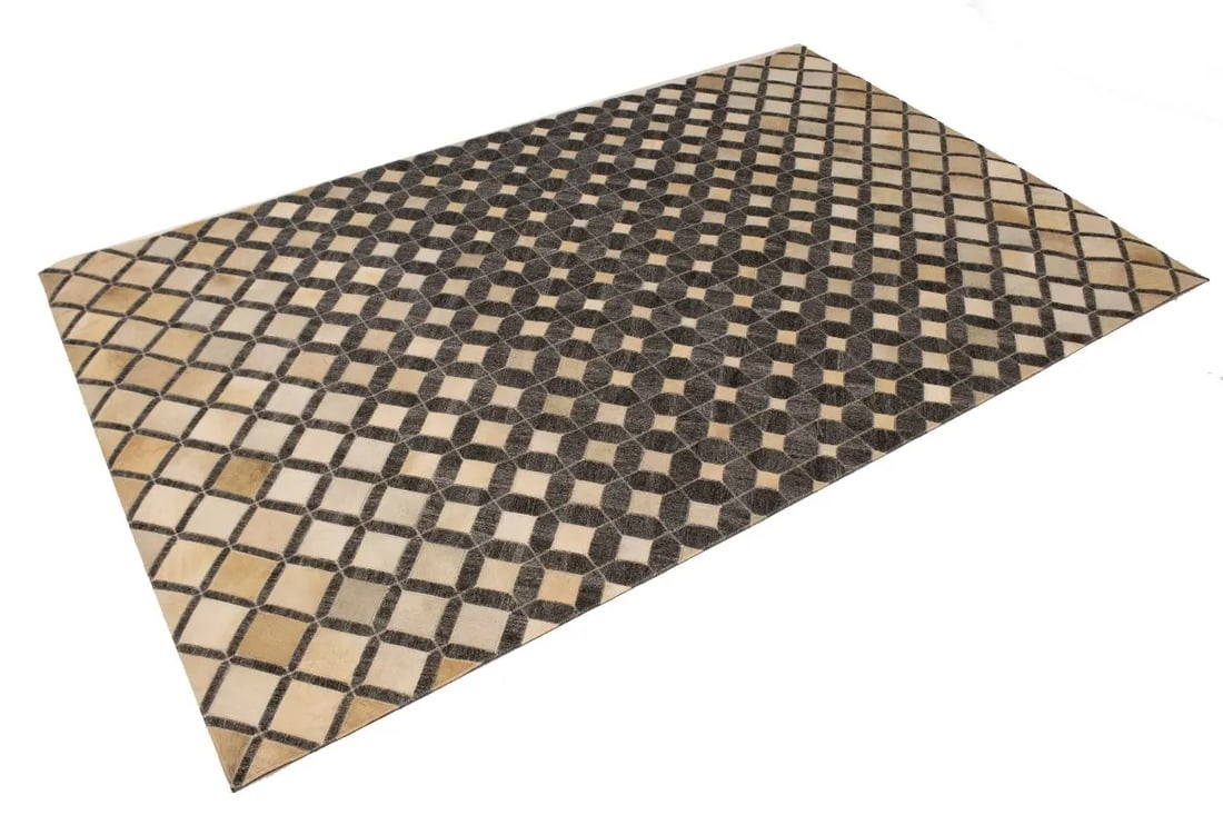 Gray Cowhide 5X8 Modern Leather Rug - 4