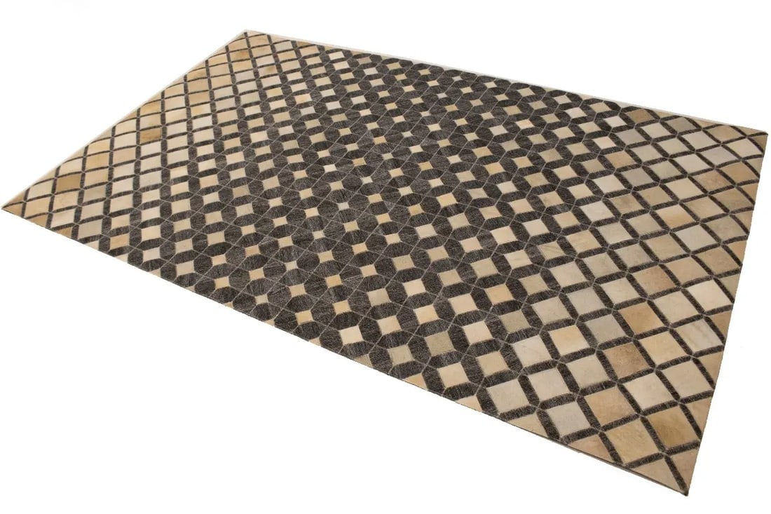 Gray Cowhide 5X8 Modern Leather Rug - 5