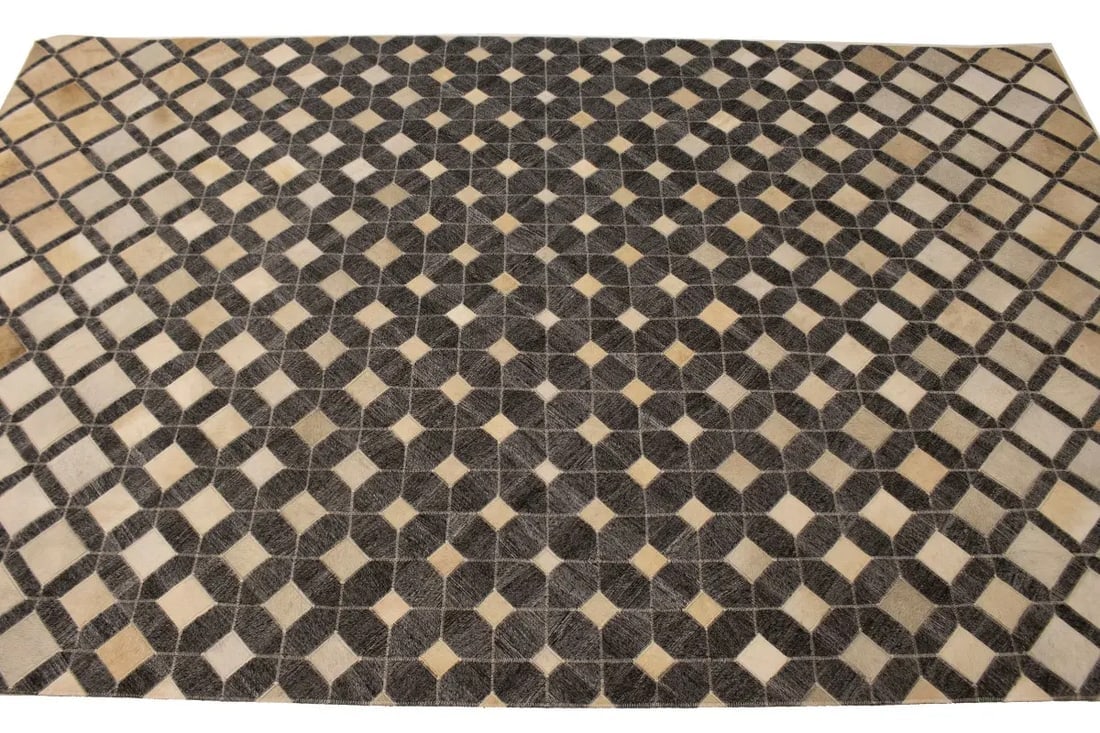 Gray Cowhide 5X8 Modern Leather Rug - 7