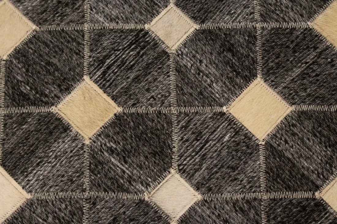 Gray Cowhide 5X8 Modern Leather Rug - 8