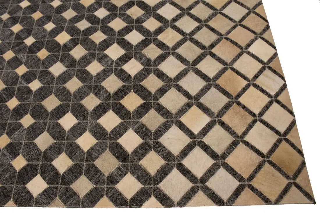 Gray Cowhide 5X8 Modern Leather Rug - 9