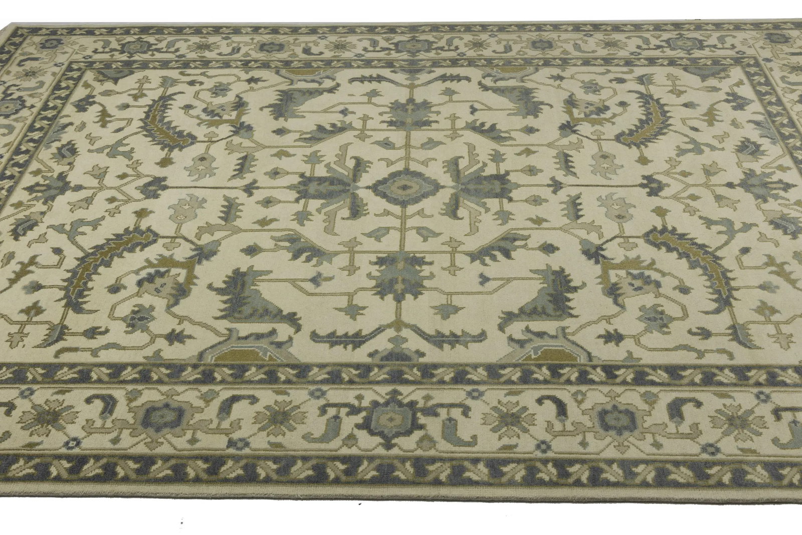 Cream Floral 9X12 Oushak Chobi Oriental Rug - 8