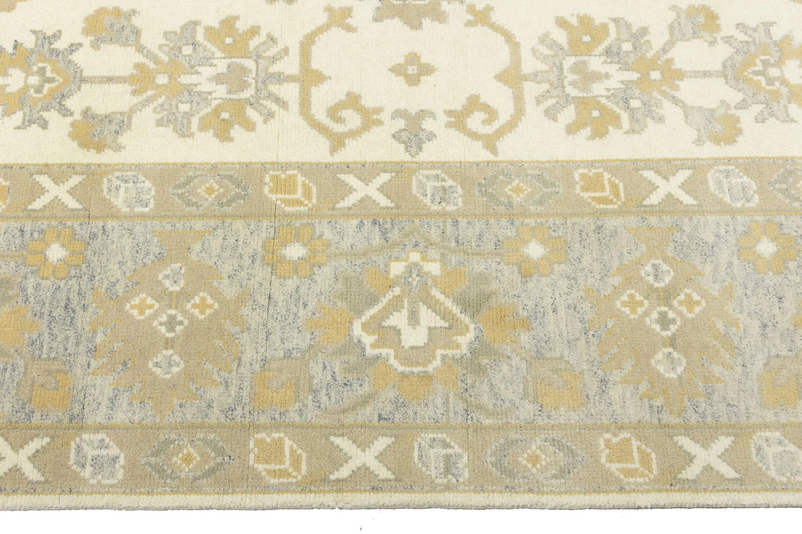 Muted Cream Floral 9X12 Oushak Chobi Oriental Rug - 12
