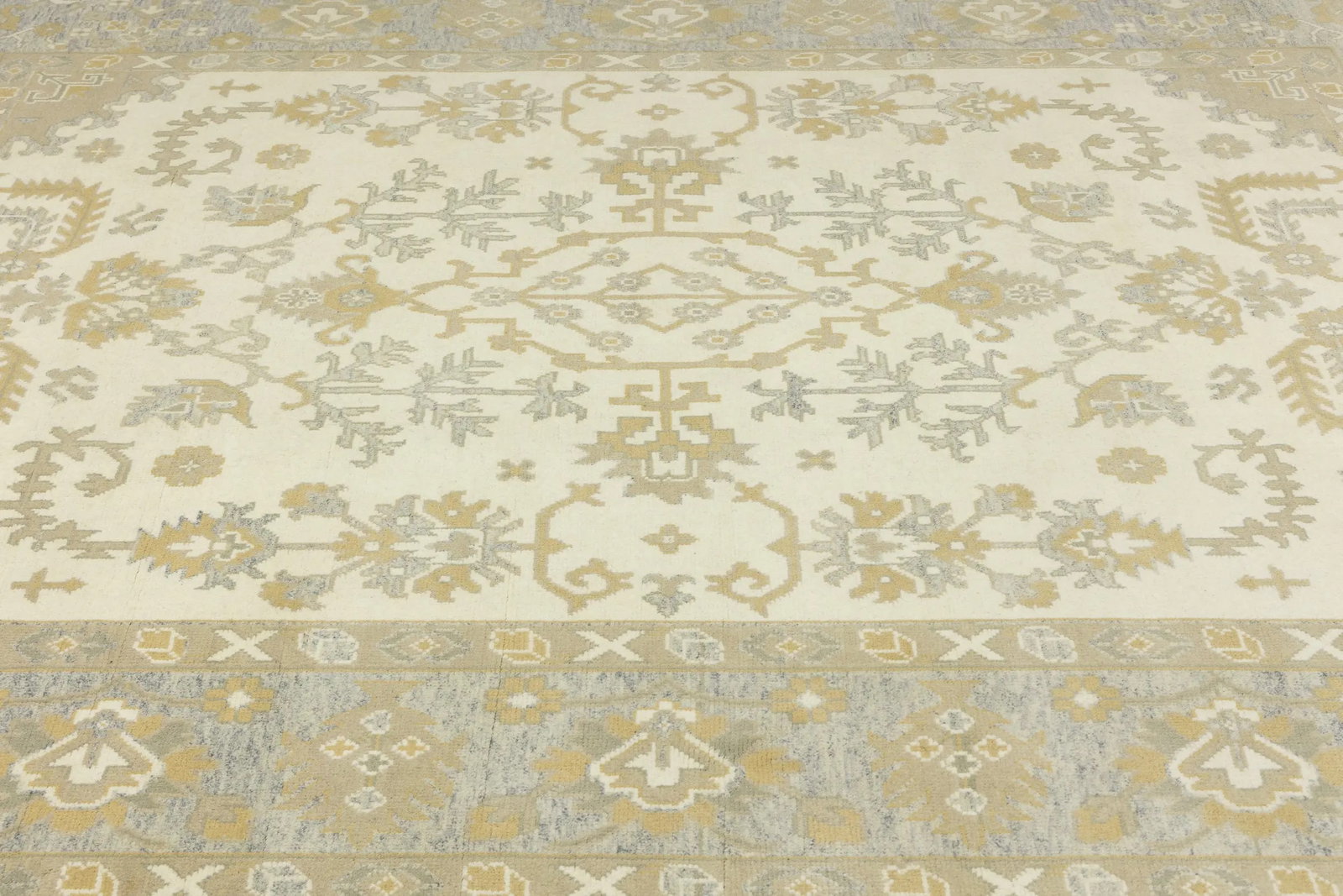 Muted Cream Floral 9X12 Oushak Chobi Oriental Rug - 8