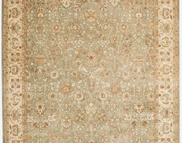 Hand Knotted Indo-Tabriz Sage Green Wool New Oriental Rug Carpet 8'11" x 11'8" - 3