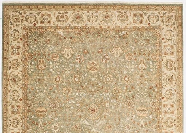 Hand Knotted Indo-Tabriz Sage Green Wool New Oriental Rug Carpet 8'11" x 11'8" - 4