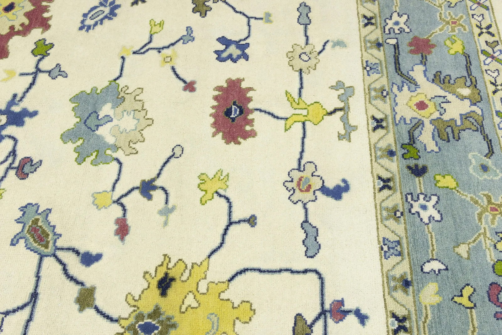 Cream Traditional Floral 9X12 Oushak Chobi Oriental Rug - 10