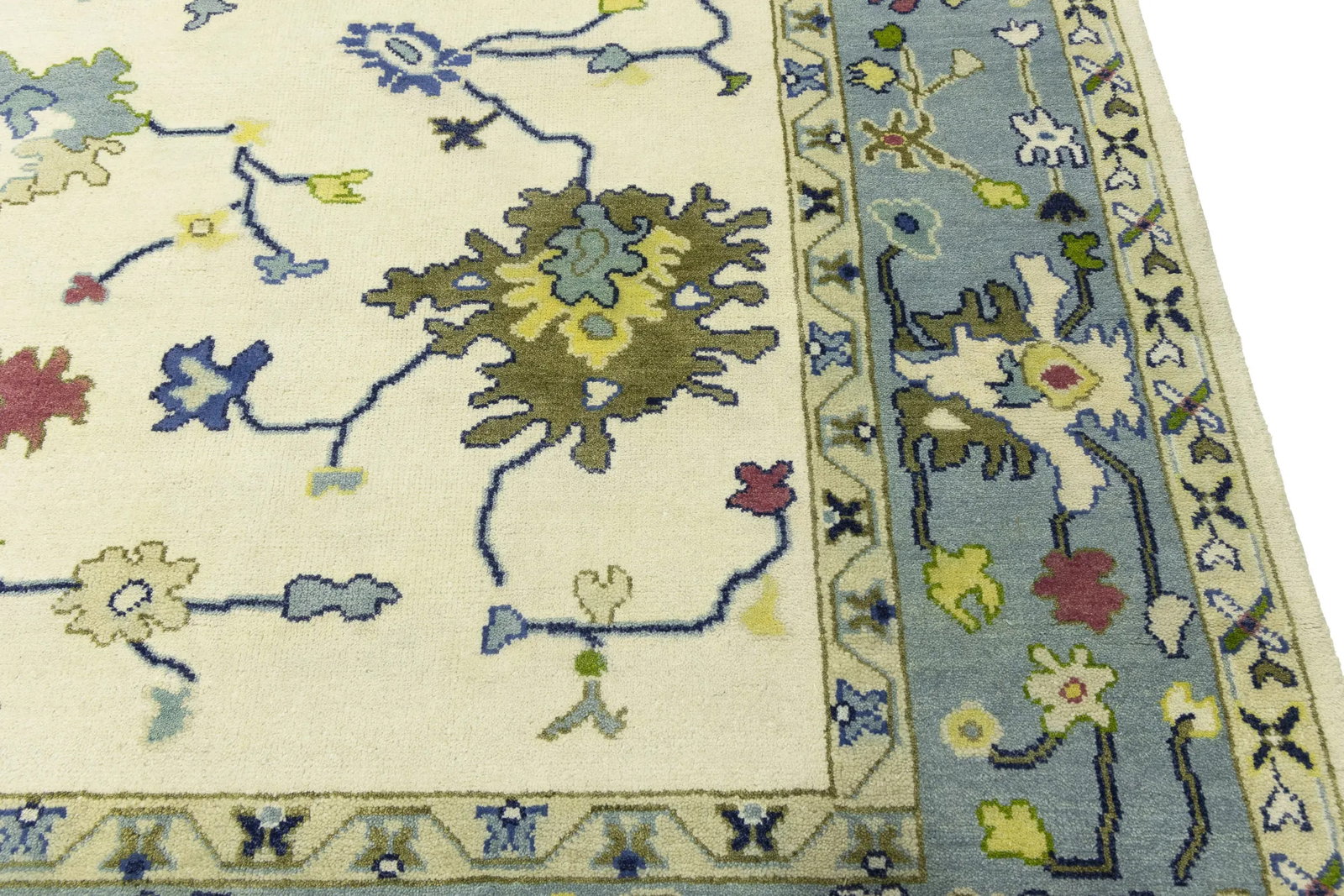 Cream Traditional Floral 9X12 Oushak Chobi Oriental Rug - 12