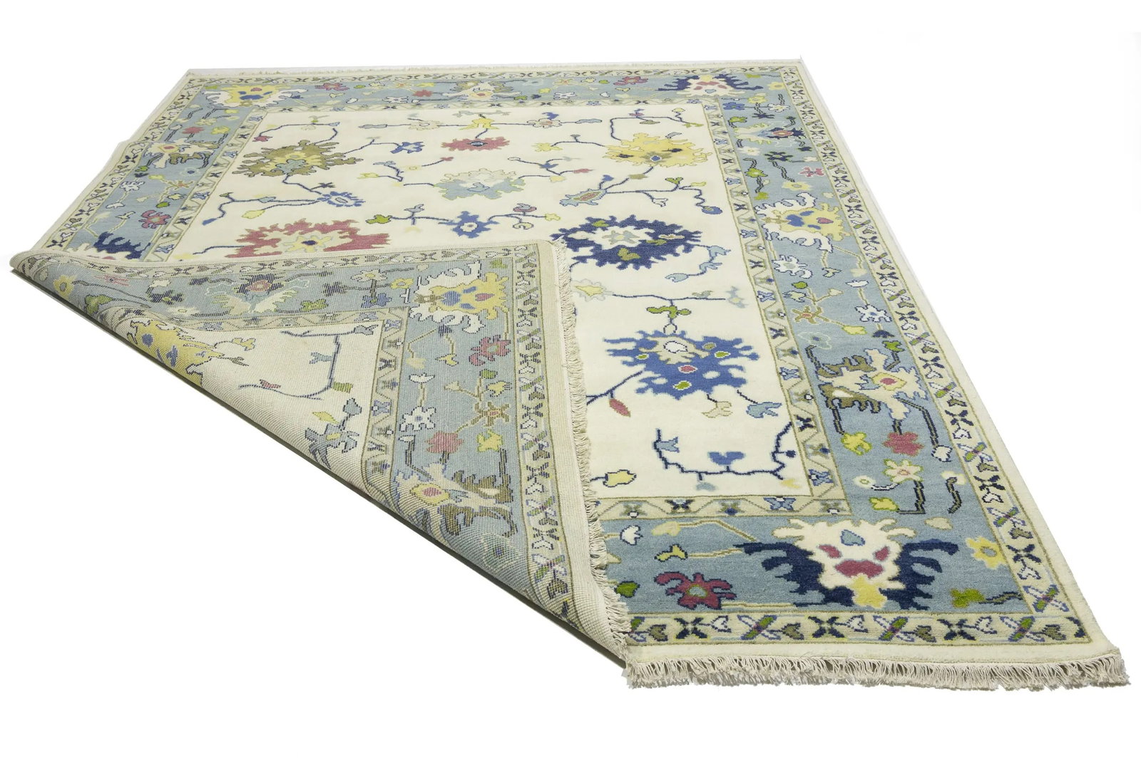 Cream Traditional Floral 9X12 Oushak Chobi Oriental Rug - 16