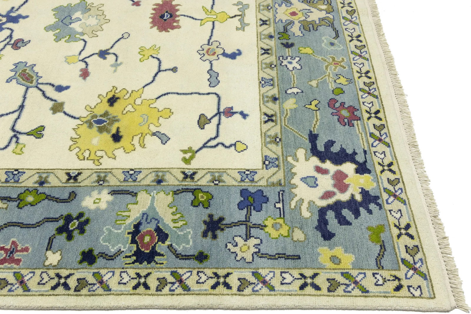 Cream Traditional Floral 9X12 Oushak Chobi Oriental Rug - 9