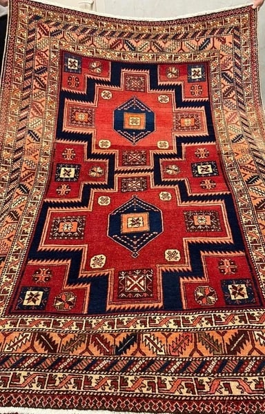 Hand Knotted Persian Tribal Wool Red Azarbaijan Oriental Area Rug 5'5" x 8'2" - 2