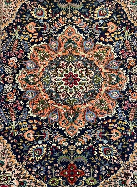 Hand Knotted Persian Tabriz Wool Navy Oriental Area Rug 6'7" x 9'3" - 5