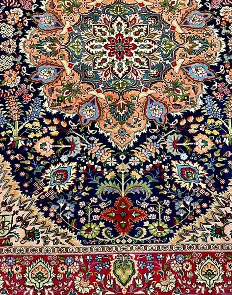 Hand Knotted Persian Tabriz Wool Navy Oriental Area Rug 6'7" x 9'3" - 6