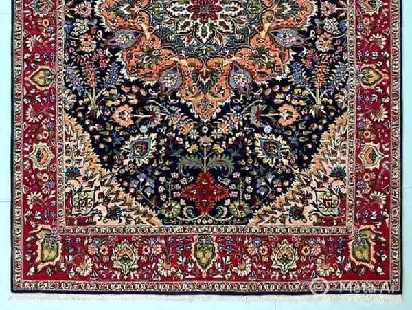 Hand Knotted Persian Tabriz Wool Navy Oriental Area Rug 6'7" x 9'3" - 8
