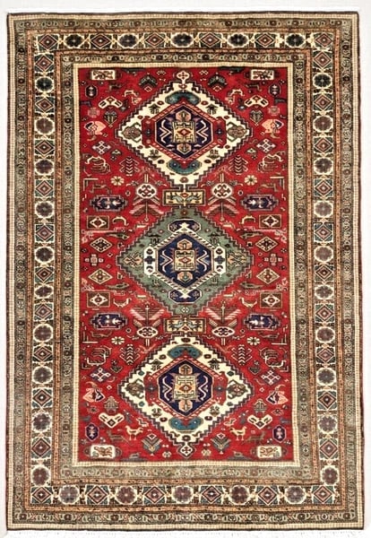 Hand Knotted Persian Wool Rug 4’8??x6’9?? Red Tribal Oriental Azerbaijan - 2