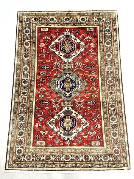 Hand Knotted Persian Wool Rug 4’8??x6’9?? Red Tribal Oriental Azerbaijan - 3