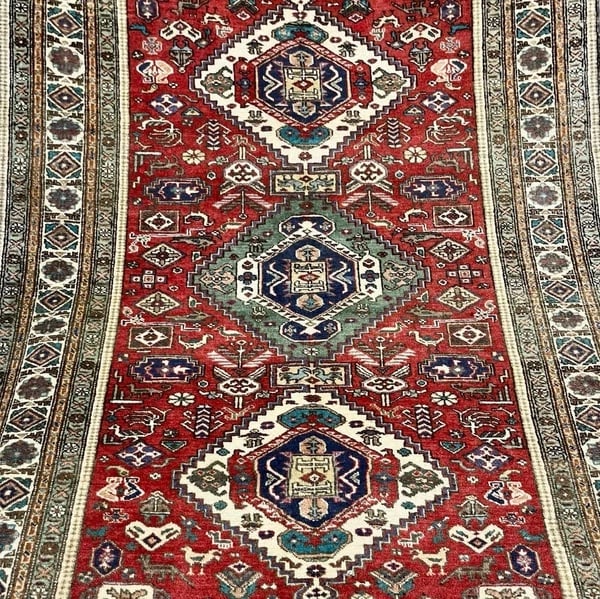 Hand Knotted Persian Wool Rug 4’8??x6’9?? Red Tribal Oriental Azerbaijan - 6