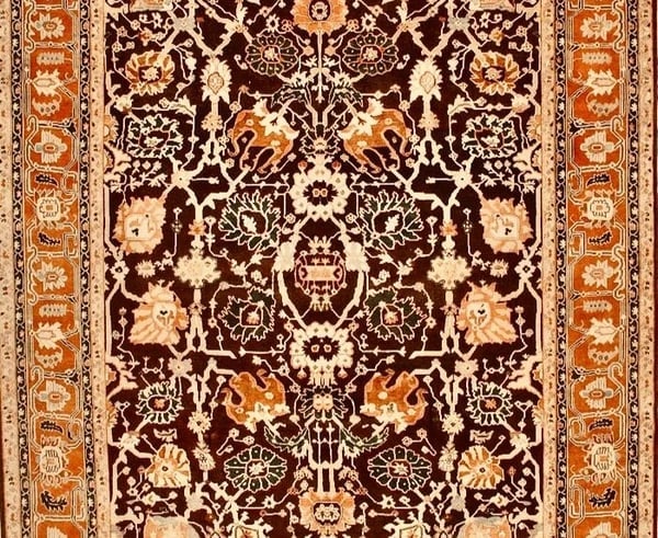 Hand Knotted Indo-Heriz Black Wool Geometric Oriental Area Rug 10'1" x 14'3" - 3