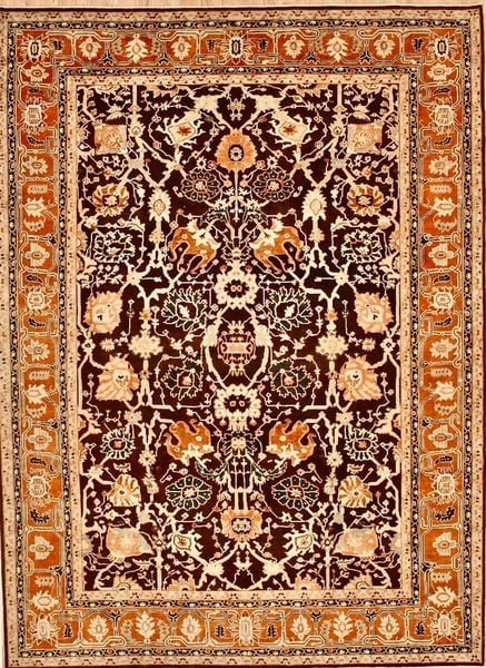 Hand Knotted Indo-Heriz Black Wool Geometric Oriental Area Rug 10'1" x 14'3" - 6