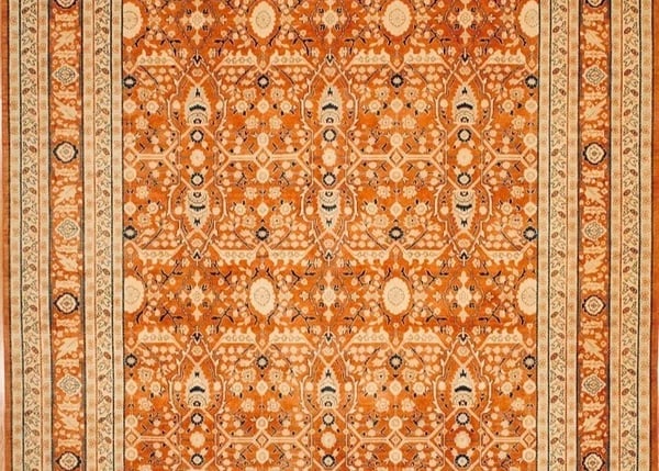 Hand Knotted Indo-Tabriz Geometric Rust Oriental Rug Wool Carpet 10'1" x 14'4" - 3