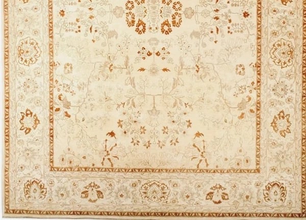 Hand Knotted Indo-Tabriz Ivory Wool New Oriental Rug Carpet 10' x 14'5" - 2