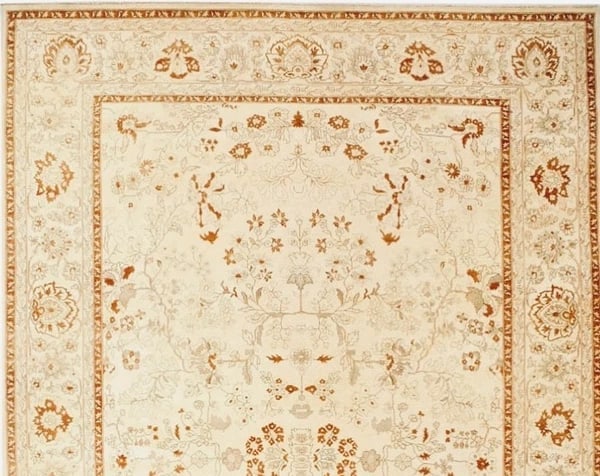 Hand Knotted Indo-Tabriz Ivory Wool New Oriental Rug Carpet 10' x 14'5" - 4