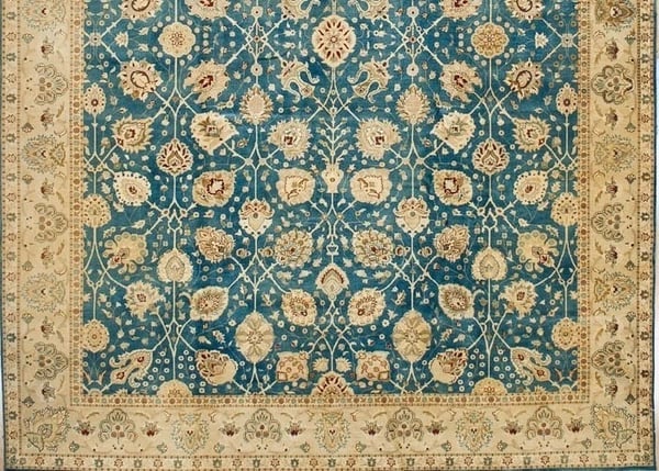 Hand Knotted Indo-Tabriz Blue Oriental Area Rug Wool Carpet 9'11" x 13'5" - 2