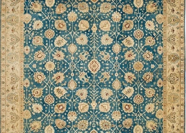 Hand Knotted Indo-Tabriz Blue Oriental Area Rug Wool Carpet 9'11" x 13'5" - 3
