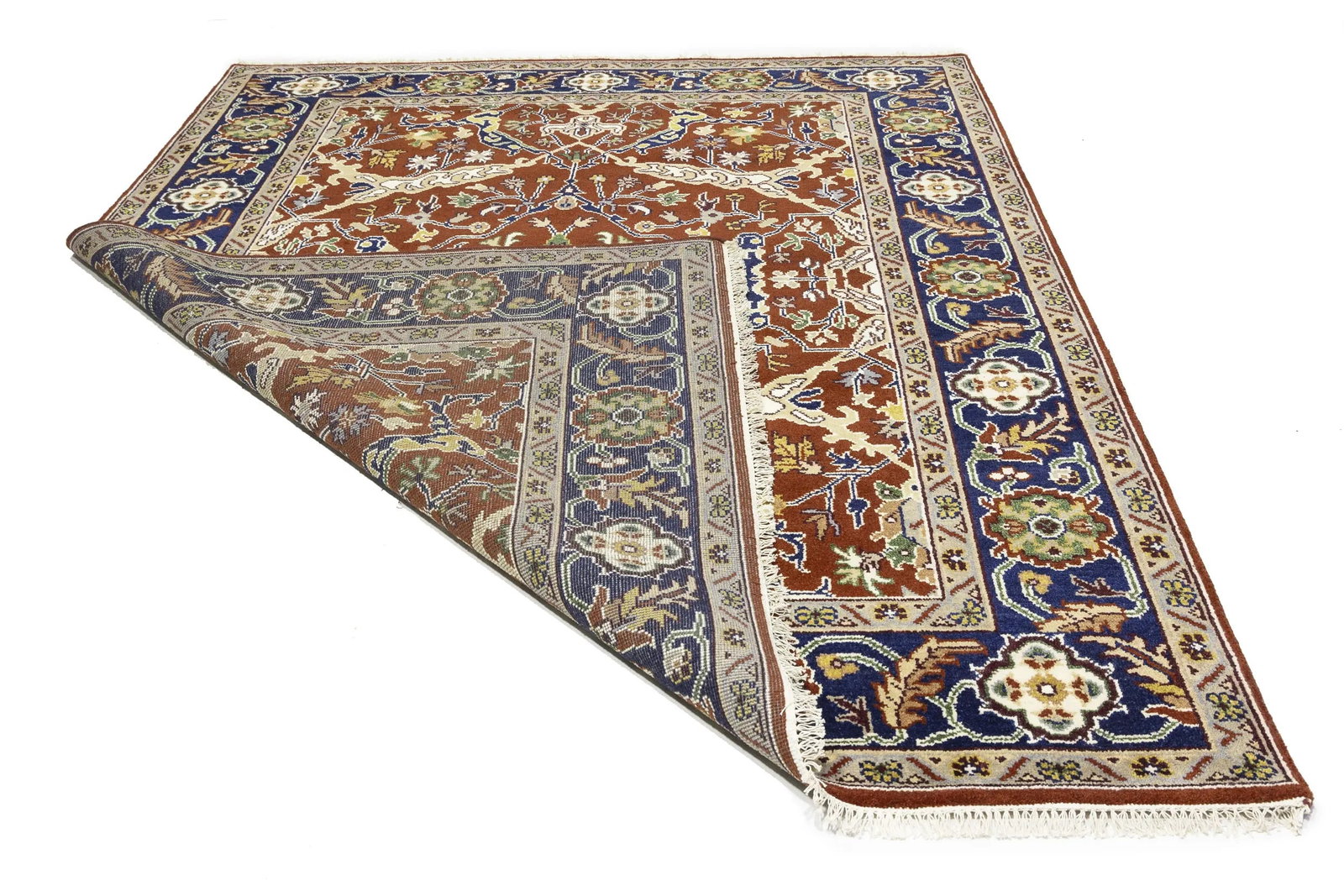 Rusty Red Floral 8X10 Oushak Chobi Oriental Rug - 16